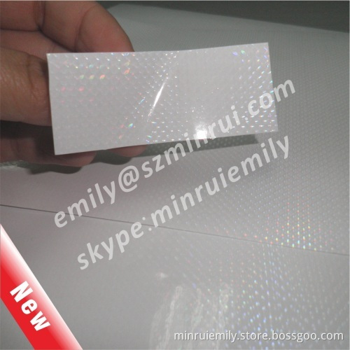 New Minrui White Small Dots Holographic Destructible Vinyl Material,security 3d White Dots Hologram Destructive Vinyl 